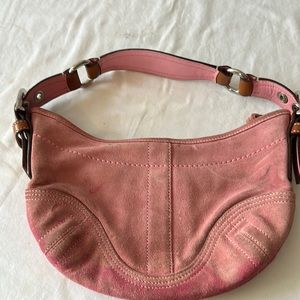 Vintage, pink leather coach, small purse